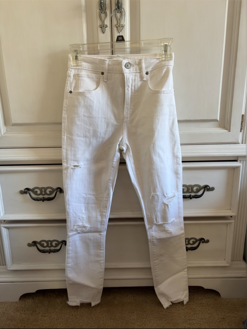 Abercrombie & fitch white high rise super skinny ankle jeans